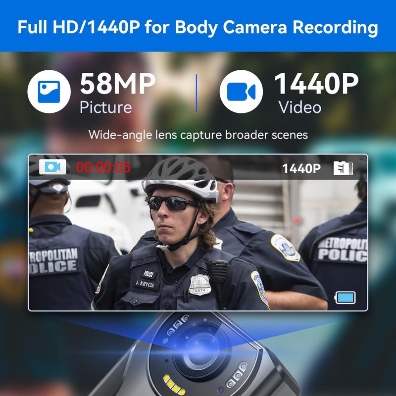 Tarkonn Body Worn Camera, 1080P FHD Body Camera, 4000mah Battery, Night Vision, APP & GPS, 64G Police Body Cam for Law Enforcement - Image 2